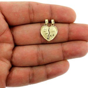 10K Yellow Gold Diamond Cut I Love You Heart Pendant